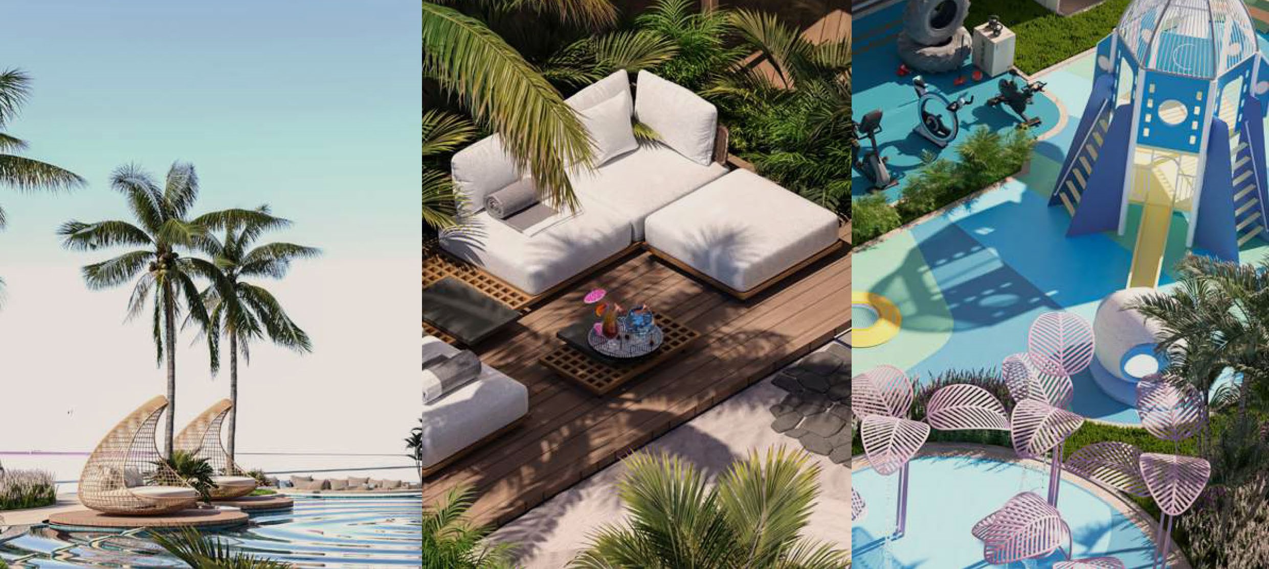 Pool deck and leisure spaces